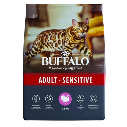 Mr.Buffalo SENSITIVE Сухой корм для кошек, индейка, 1,8 кг - фото 1
