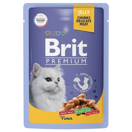 Brit Premium Пауч тунец в желе для взрослых кошек, 85 гр - фото 1