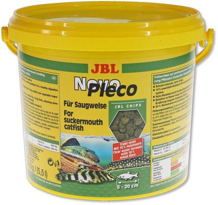 JBL NovoPleco Основной корм в форме тонущих чипсов для кольчужных сомов, 5,5 л, 2900 гр, 5,5 л