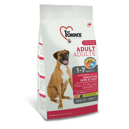 1st Choice Adult Sensitive Skin&Coat Сухой корм для взрослых собак всех пород с чувствительной кожей и шерстью (с ягнёнком, рыбой и рисом), 7 кг - фото 1