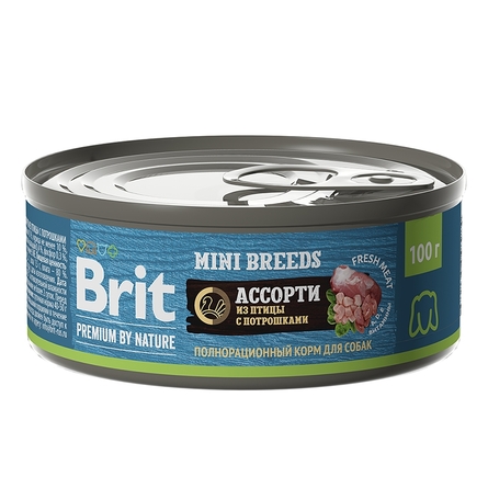 Brit Premium by Nature Паштет для взрослых собак мелких пород, птица с потрошками, 100 г - фото 1