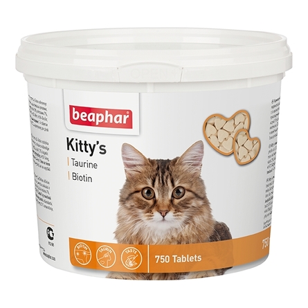 Beaphar Kitty's Taurin + Biotin Витаминизированное лакомство для кошек (с таурином и биотином), 750 таблеток - фото 1