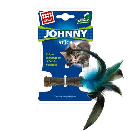 GiGwi Johnny Stick Игрушка для кошек Прессованная кошачья мята с пером - фото 1