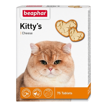 Beaphar Kitty's + Cheese Витаминизированное лакомство для кошек (с сыром), 75 таблеток - фото 1