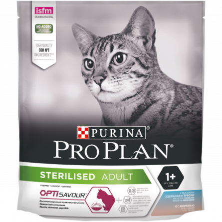 Сухой корм Pro Plan® для стерилизованных кошек и кастрированных котов (с высоким содержанием трески и c форелью), 400 гр.