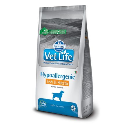 Farmina Vet Life Dog Hypoallergenic Сухой лечебный корм для взрослых собак при аллергиях (с рыбой и картофелем), 12 кг - фото 1