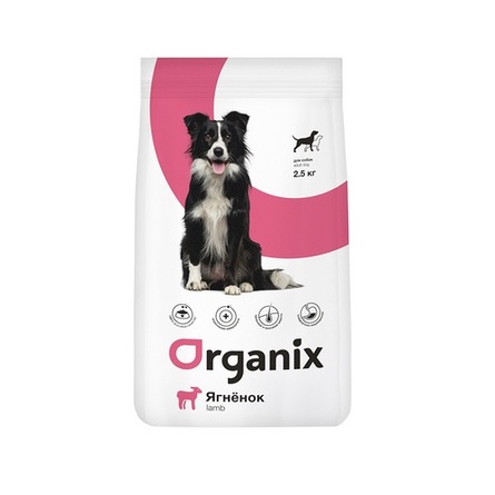 ORGANIX Adult Dog Сухой корм для взрослых собак всех пород с ягненком и рисом, 2,5 кг - фото 1