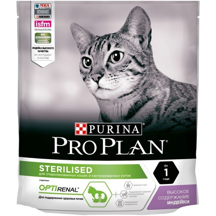 Pro Plan Sterilised Сухой корм для взрослых стерилизованных кошек и кастрированных котов (с индейкой), 400 гр - фото 1