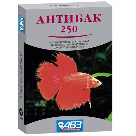 АВЗ  Препарат для декоративных рыб АВЗ АНТИБАК-250 антибактериальный, иммунизирующий