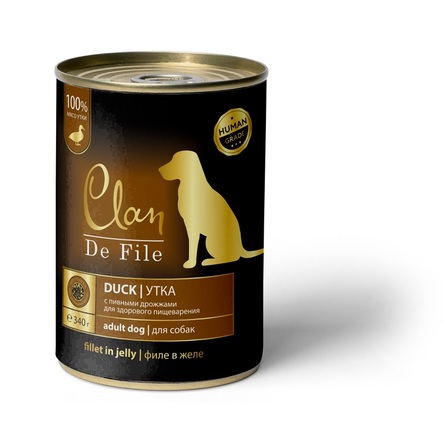 Clan De File Филе в желе для взрослых собак всех пород (с уткой), 340 гр - фото 1
