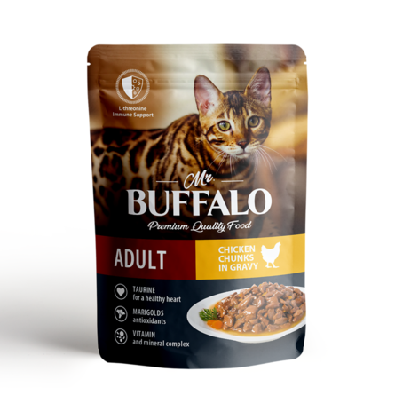 Mr.Buffalo ADULT Влажный корм для кошек, цыпленок в соусе , 85 г - фото 1