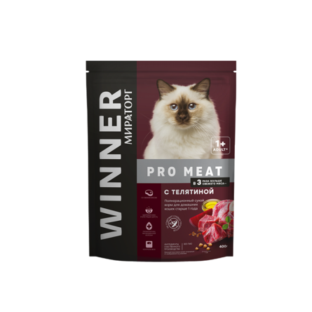 Мираторг PRO MEAT Сухой корм для домашних кошек до 1 года, телятина, 400 гр - фото 1