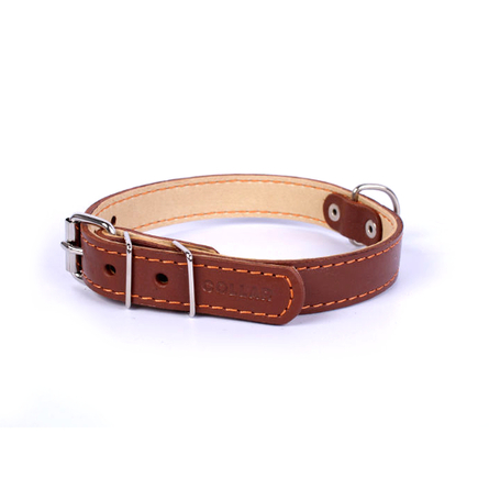 Collar Ошейник для собак, двойной, ширина 2 см, длина 32-40 см, коричневый - фото 1