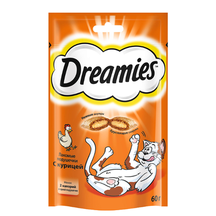 Dreamies Подушечки с паштетом для взрослых кошек (с курицей), 60 гр