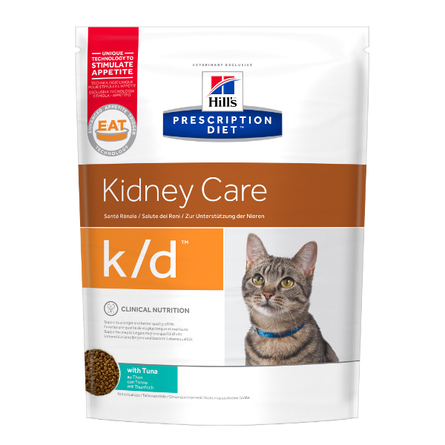 Hill's Prescription Diet k/d Kidney Care Сухой лечебный корм для кошек при почечной недостаточности (с тунцом), 400 гр - фото 1