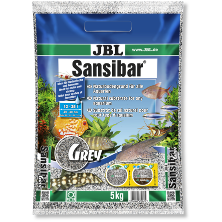 JBL Sansibar Grey Декоративный аквариумный грунт, серый, фракция 0,2-0,6 мм, 5 кг - фото 1