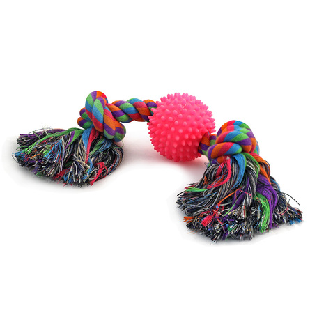 Triol Игрушка для собак Веревка цветная 2 узла, мяч – интернет-магазин Ле’Муррр