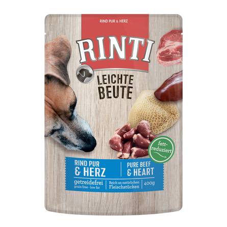 Rinti Leichte Beute пауч желе для собак (говядина и птичьи сердечки), 400 гр - фото 1