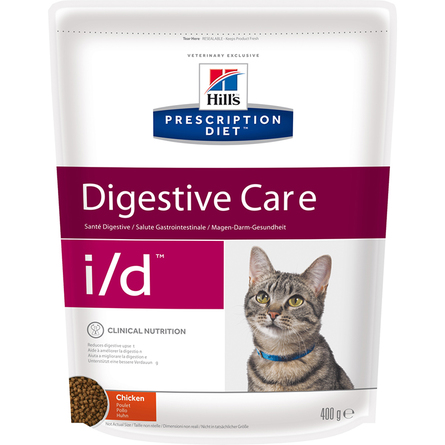 Hill's Prescription Diet i/d Digestive Care Сухой диетический корм для кошек при расстройствах пищеварения, жкт, с курицей, 400 гр - фото 1