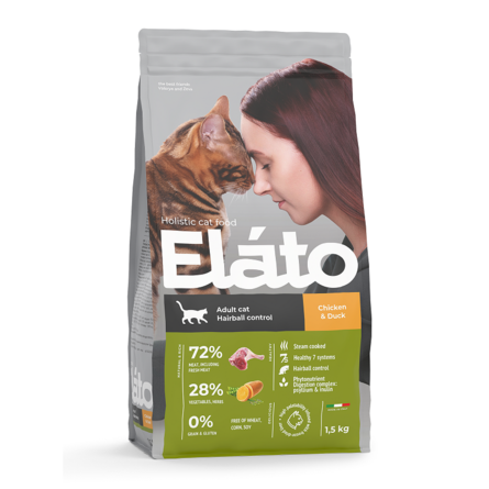 Elato Holistic Hairball Control Сухой корм для кошек для выведения комков шерсти, курица с уткой – интернет-магазин Ле’Муррр