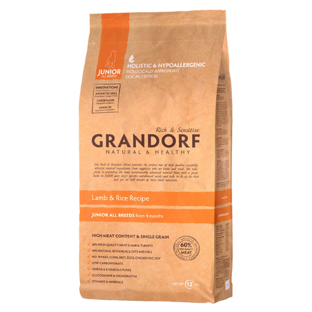 Grandorf Lamb & Rice Junior All Breeds Сухой корм для молодых собак всех пород (с ягненком и рисом), 12 кг - фото 1