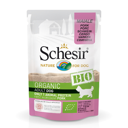 Schesir Bio Влажный корм для взрослых собак всех пород (со свининой), 85 гр - фото 1