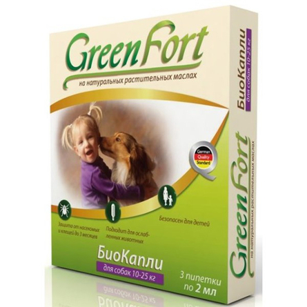 GreenFort БИО капли от блох и клещей для собак средний пород и щенков, 1,5 мл - фото 1