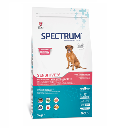 SPECTRUM Sensitive 26 Сухой корм для собак средних и крупных с чувствительным пищеварением, 3 кг