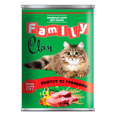 Clan Family Паштет для взрослых кошек (с говядиной), 415 гр - фото 1