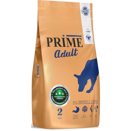 ПМ PRIME ADULT сухой корм для собак ВСЕХ пород с 12 мес, ягненок, 2 кг - фото 1