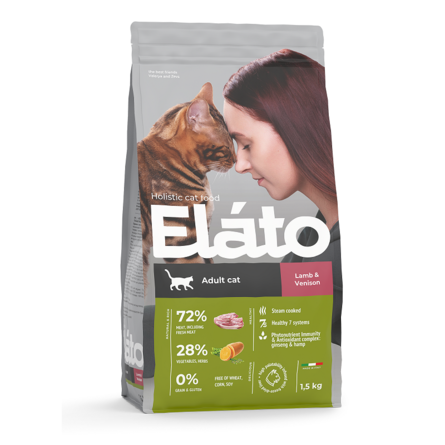 Elato Holistic Adult Сухой корм для кошек, ягненок с олениной, 1,5кг , 1,5 кг - фото 1