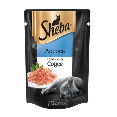 Sheba Pleasure Влажный корм для кошек (ломтики в соусе лосось), 85 гр - фото 1