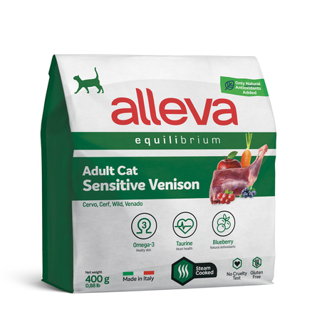 ALLEVA Equilibrium Sensitive Сухой корм для взрослых кошек (с олениной), 400 гр - фото 1