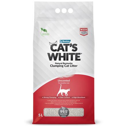CAT'S WHITE Natural Комкующийся наполнитель натуральный для кошек, без ароматизатора, 4,3 кг - фото 1