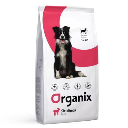 ORGANIX Adult Dog Сухой корм для взрослых собак всех пород с ягненком и рисом, 12 кг - фото 1