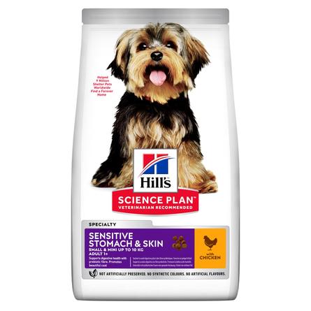 Hill's Science Plan Sensitive Stomach & Skin Сухой корм для взрослых собак миниатюрных пород с чувствительными кожей и пищеварением (с курицей), 1,5 кг - фото 1