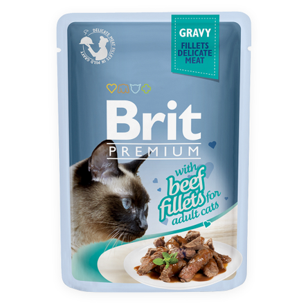 Brit Premium Cat Beef Fillets Кусочки паштета в соусе для взрослых кошек (с говядиной), 85 гр - фото 1