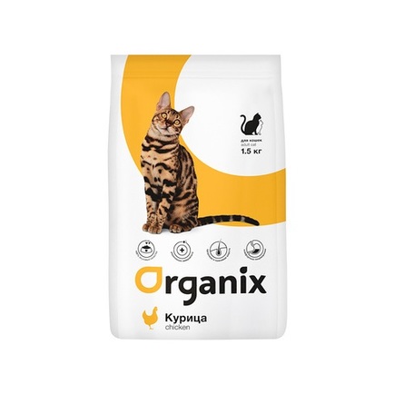 ORGANIX Adult Cat Сухой корм для взрослых кошек с курицей, 1,5 кг - фото 1