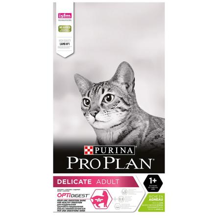 Pro Plan Delicate Сухой корм для взрослых кошек с чувствительным пищеварением (с ягненком), 10 кг - фото 1
