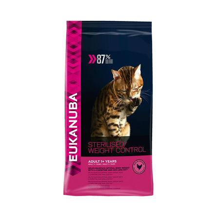 Eukanuba Cat Sterilised Weight Control Облегченный сухой корм для взрослых стерилизованных кошек и кастрированных котов (с курицей), 1,5 кг - фото 1