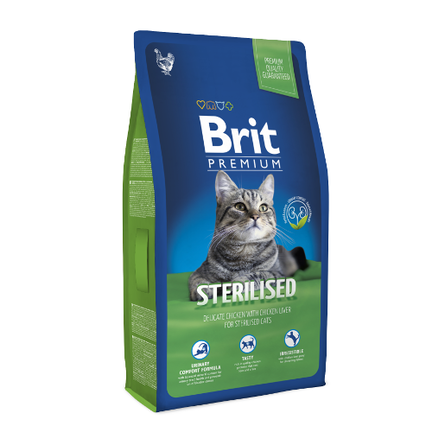 Brit Premium Cat Sterilized Сухой корм для кастрированных котов и стерилизованных кошек (с курицей), 800 гр - фото 1