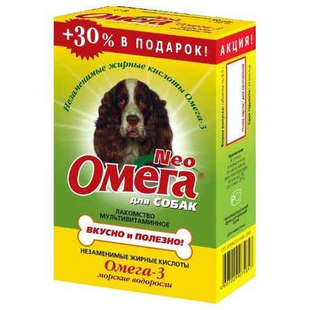 Увеличенная упаковка Омега NEO Мультивитаминное лакомство для взрослых собак (с морскими водорослями), 117 таблеток – интернет-магазин Ле’Муррр