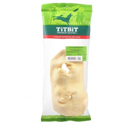 TiTBiT Нос говяжий бабочка для взрослых собак средних и крупных пород – интернет-магазин Ле’Муррр