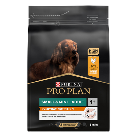 Pro Plan Small & Mini Adult Сухой корм для взрослых собак мелких пород (с курицей и рисом), 3 кг - фото 1
