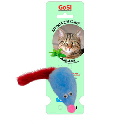GoSi Игрушка для кошек Мышь с мятой с хвостом из натуральной норки - фото 1