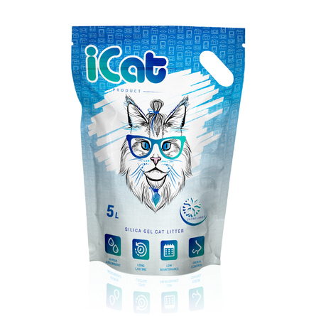 iCAT Snow Flakes Силикагелевый наполнитель для кошачьего туалета (с гранулами snowflakes), 5 л - фото 1