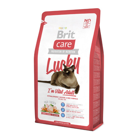 Brit Care Cat Lucky Сухой гипоаллергенный корм для взрослых кошек (с курицей и рисом), 2 кг - фото 1