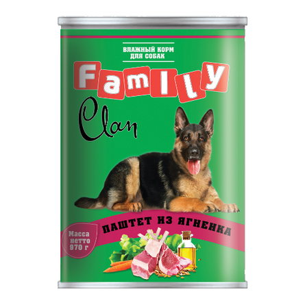 Clan Family Паштет для взрослых собак всех пород (с ягненком), 970 гр - фото 1