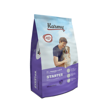 Karmy Starter Сухой корм для щенков до 4 месяцев, беременных и кормящих сук, индейка – интернет-магазин Ле’Муррр