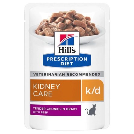 Hill's Prescription Diet k/d Kidney Care Влажный лечебный корм для кошек при заболеваниях почек (с говядиной), 85 гр - фото 1